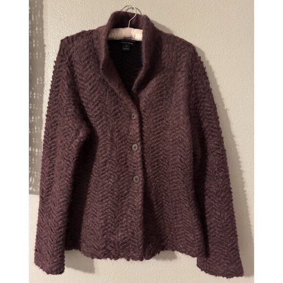 Cypress Grove Sweater S Small Maroon Wine Crew Neck Mohair Jacket - Picture 10 of 11